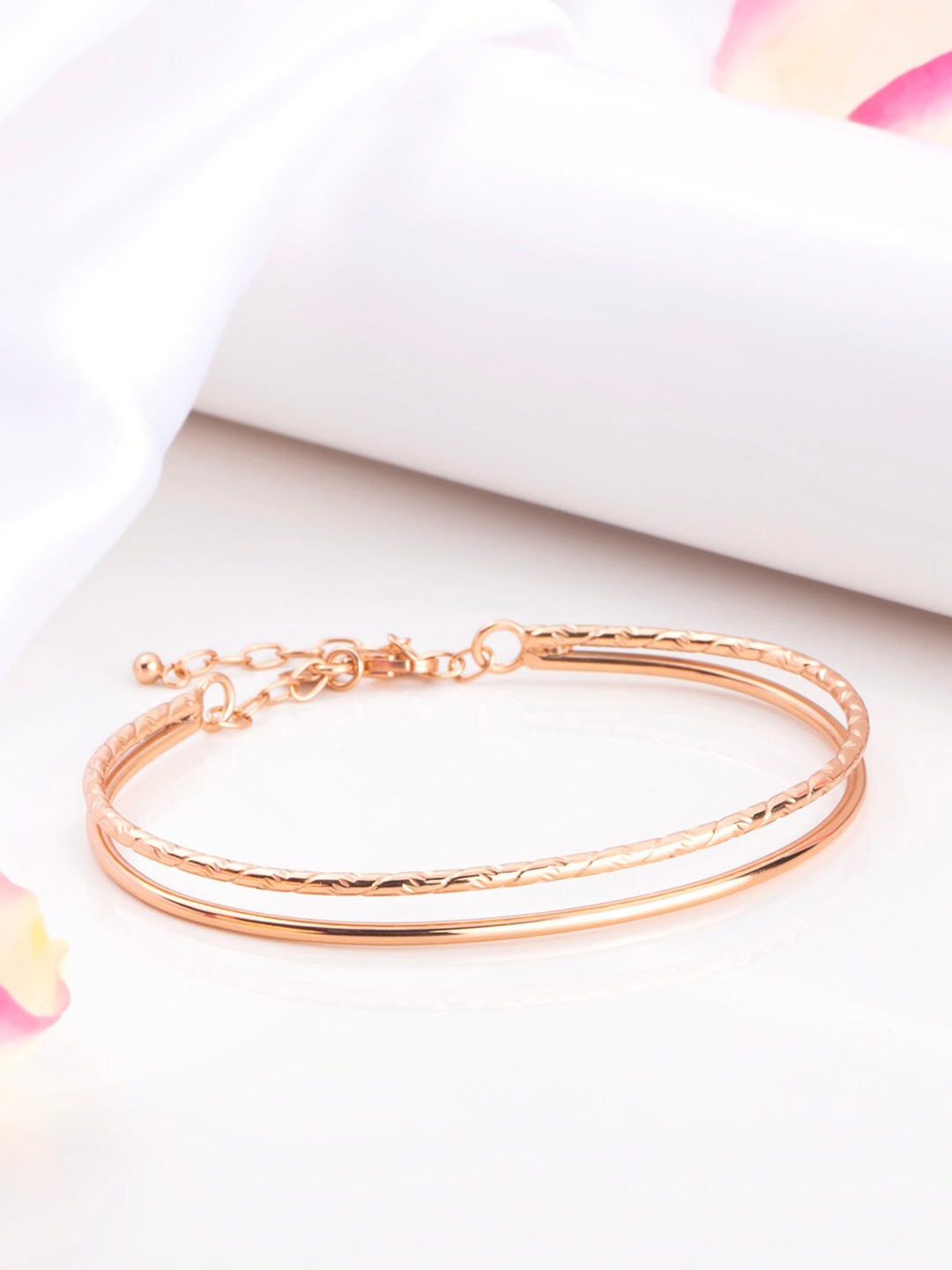 

Zavya 925 Pure Silver Rose Gold-Plated Link Bracelet