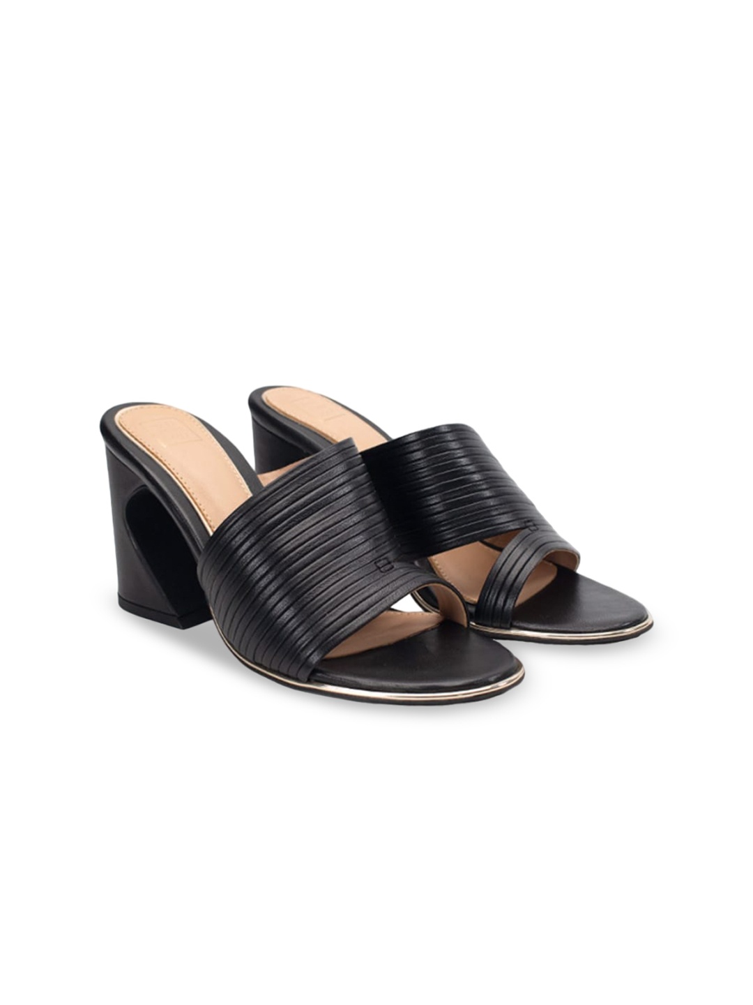 

HEEL YOUR SOLE Open Toe Leather Block Heels, Black