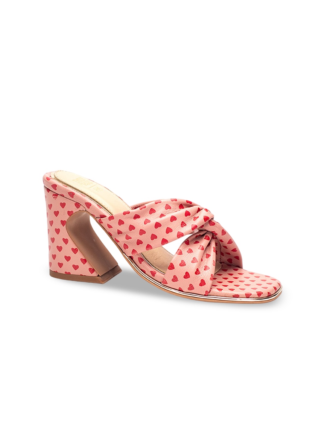 

HEEL YOUR SOLE Printed Open Toe Leather Block Heels, Pink