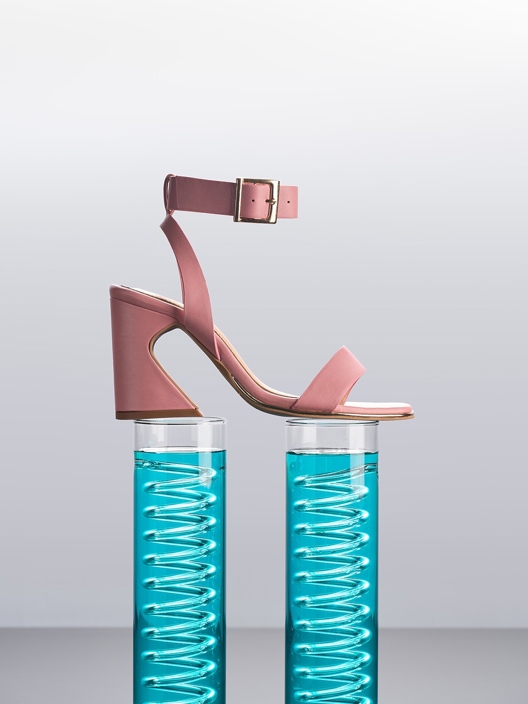 

HEEL YOUR SOLE Open Toe Leather Block Heels, Pink