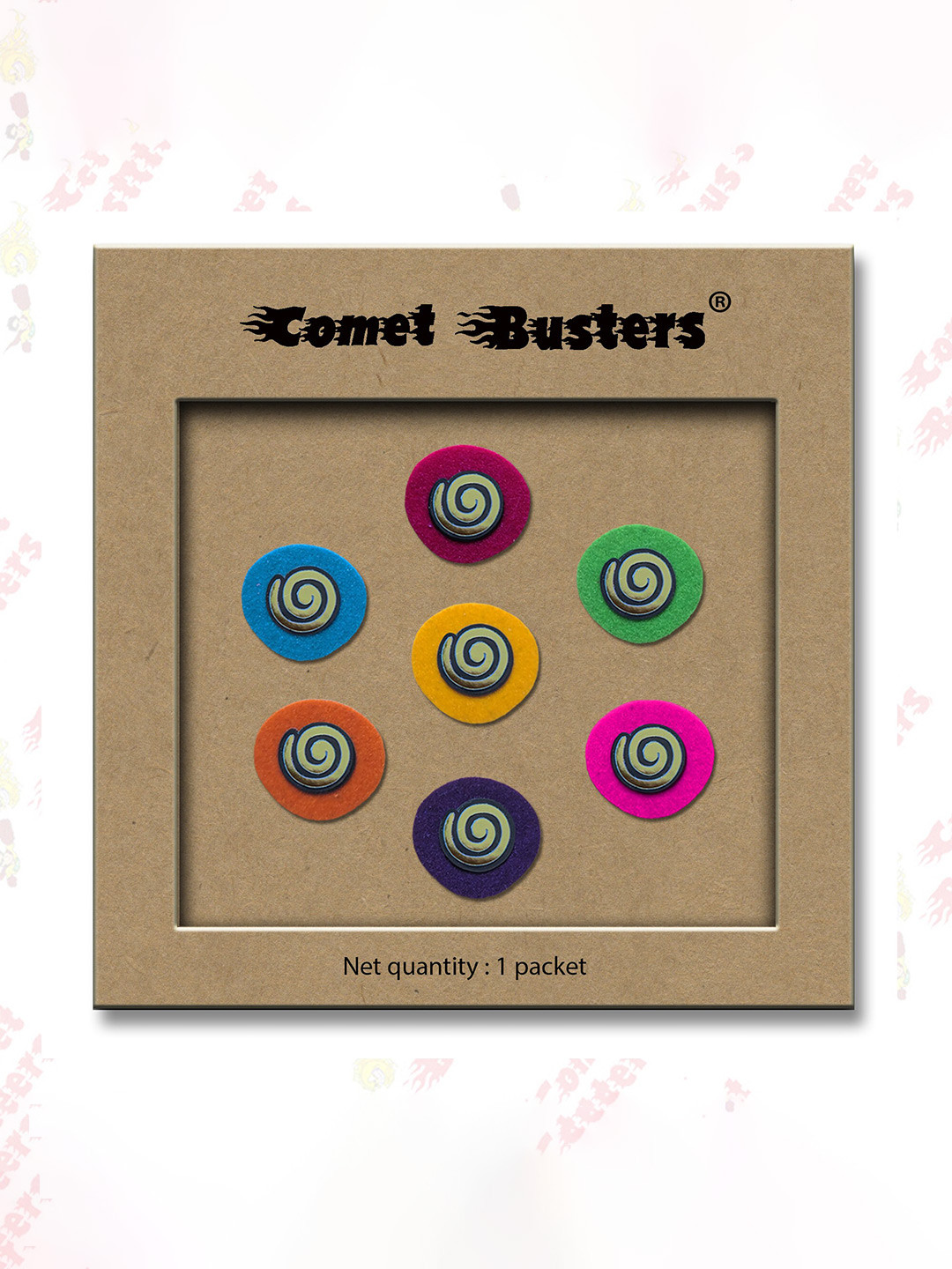 

Comet Busters Pack Of 7 Twirl Pattern Bindis, Multi