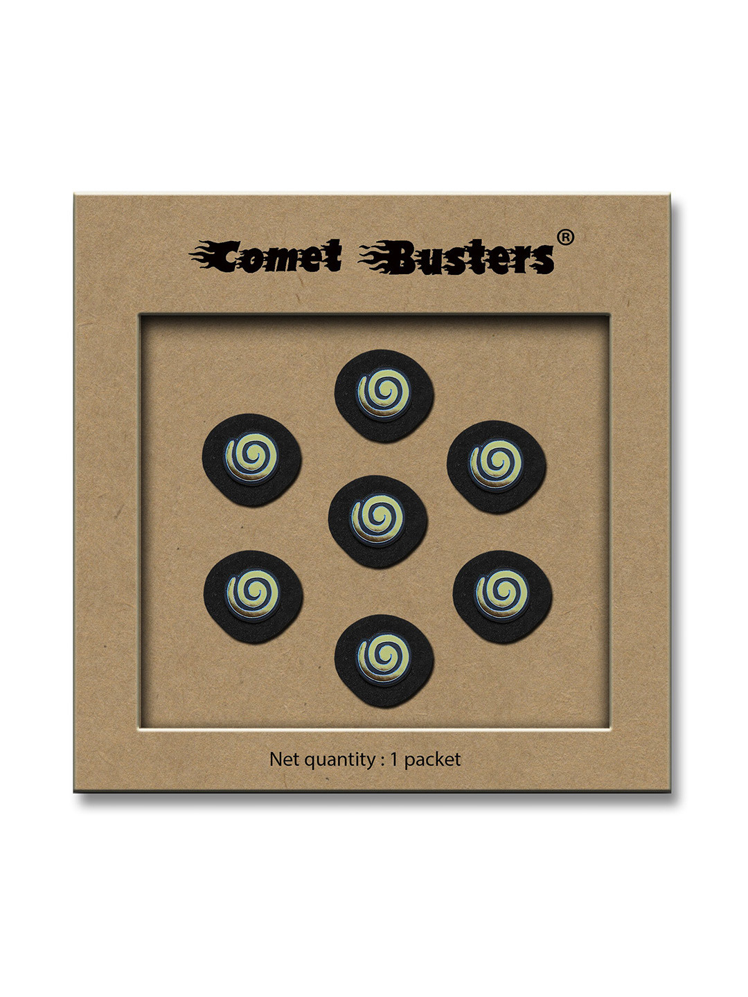 

Comet Busters Pack Of 7 Twirl Pattern Bindis, Black