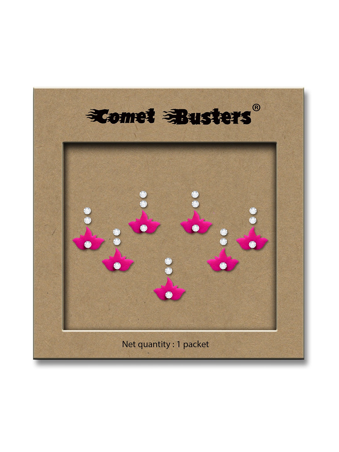 

Comet Busters Pack Of 7 Stone Studded Bindis, Fuchsia