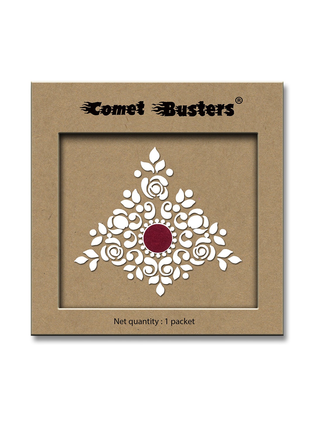 

Comet Busters Traditional Designer Reusable Bindi - White