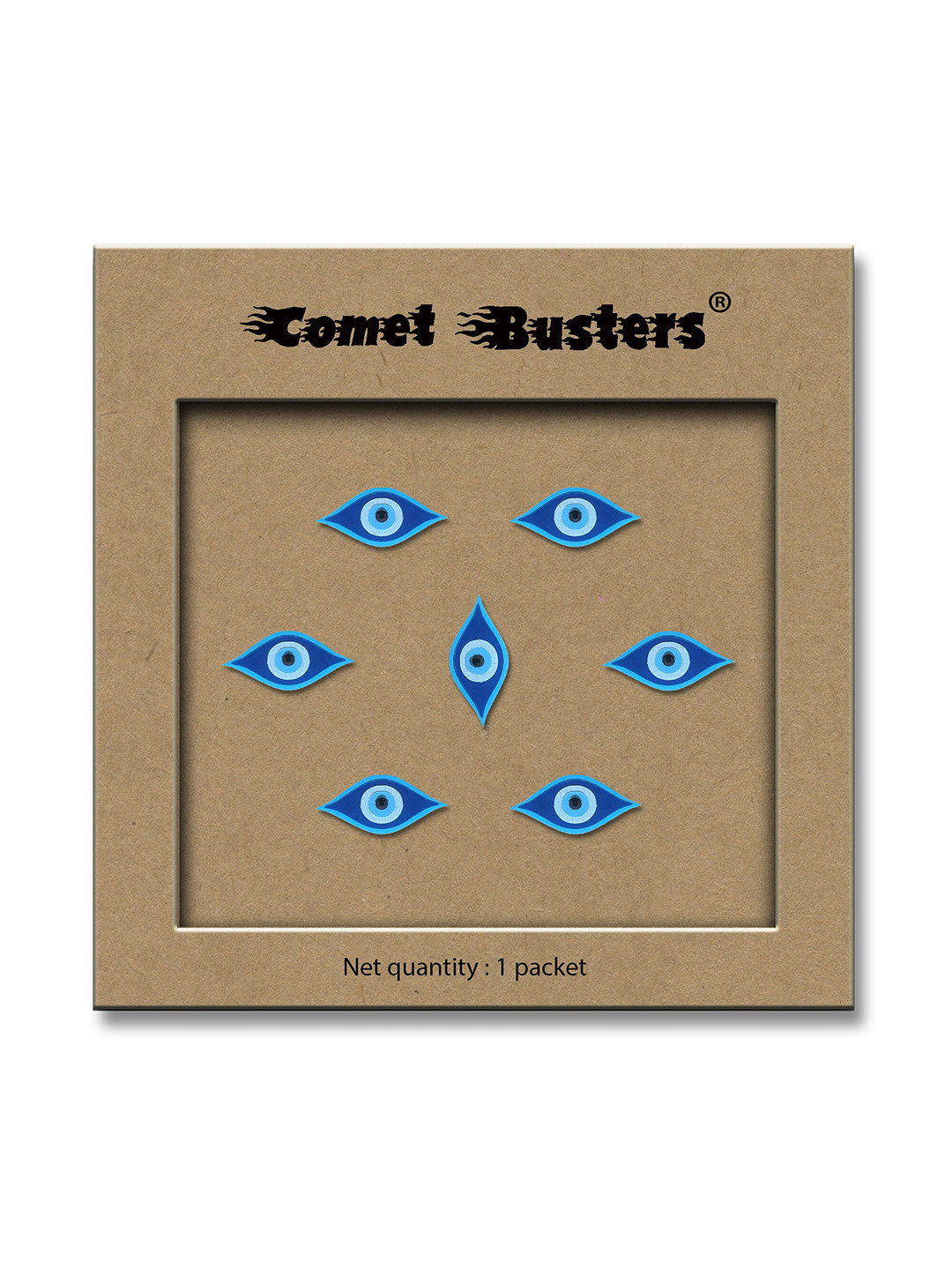 

Comet Busters Pack Of 7 Third Eye Design Bindis, Blue