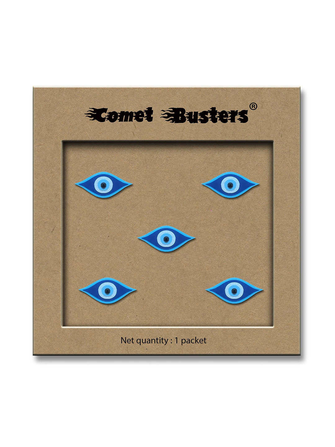 

Comet Busters Traditional Evil Eye Design Reusable Bindis 5Pcs - Blue