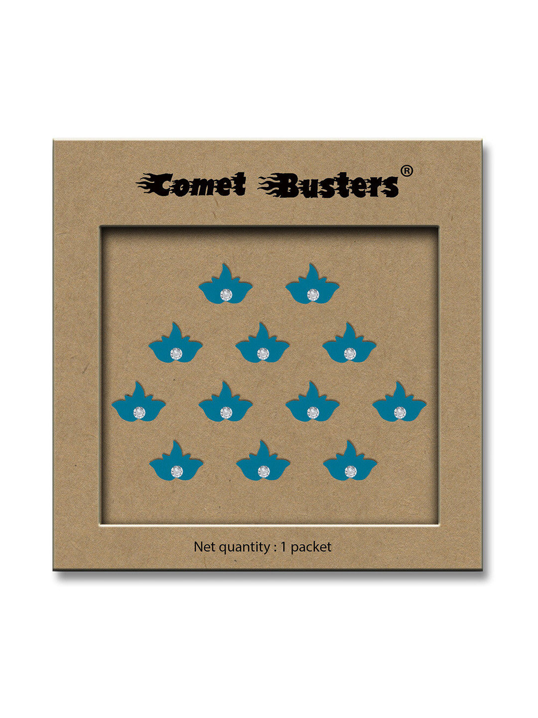 

Comet Busters Pack Of 12 Stone Studded Bindis, Turquoise blue