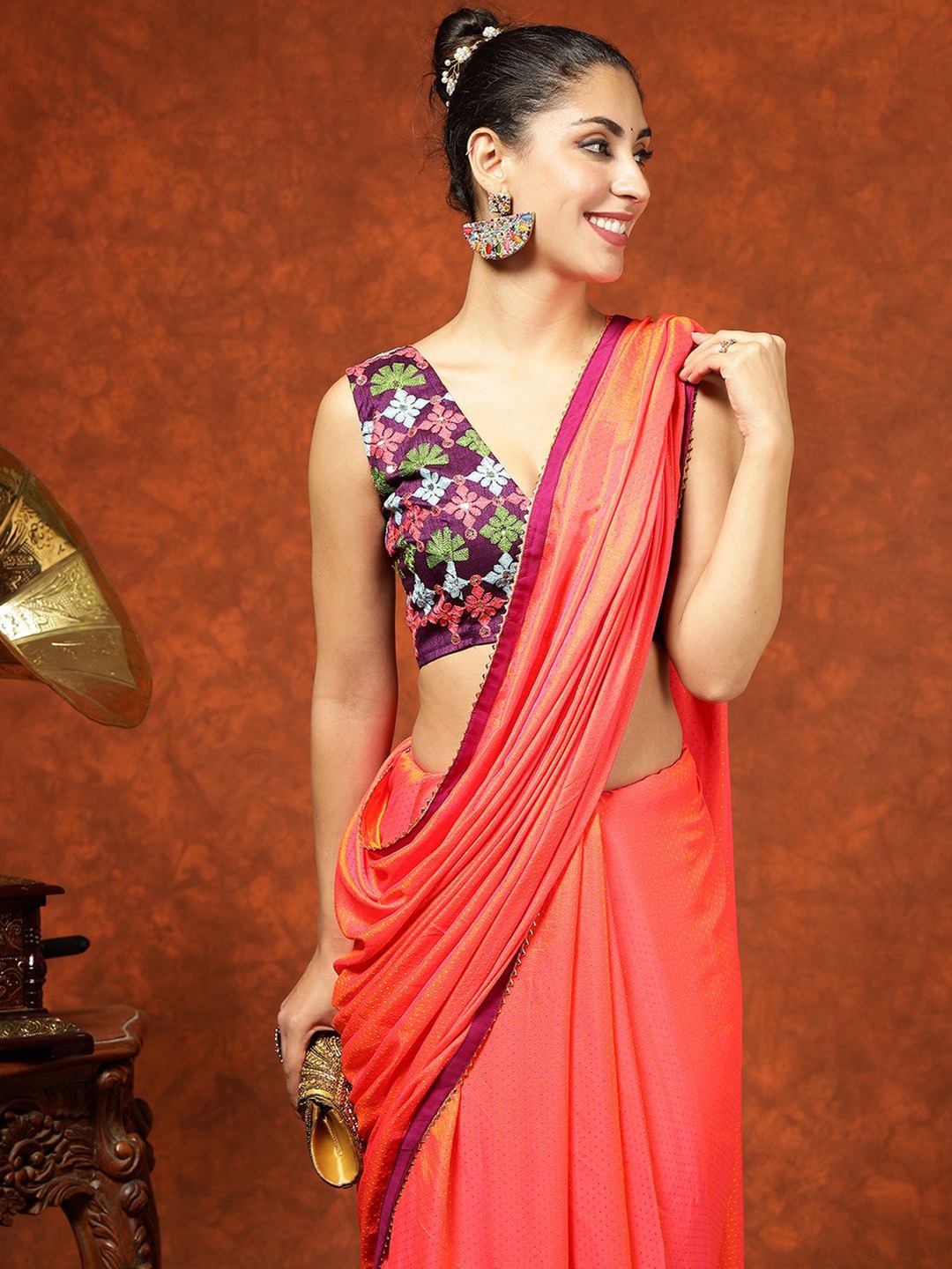 

KALINI Embellished Gotta Patti Saree, Pink