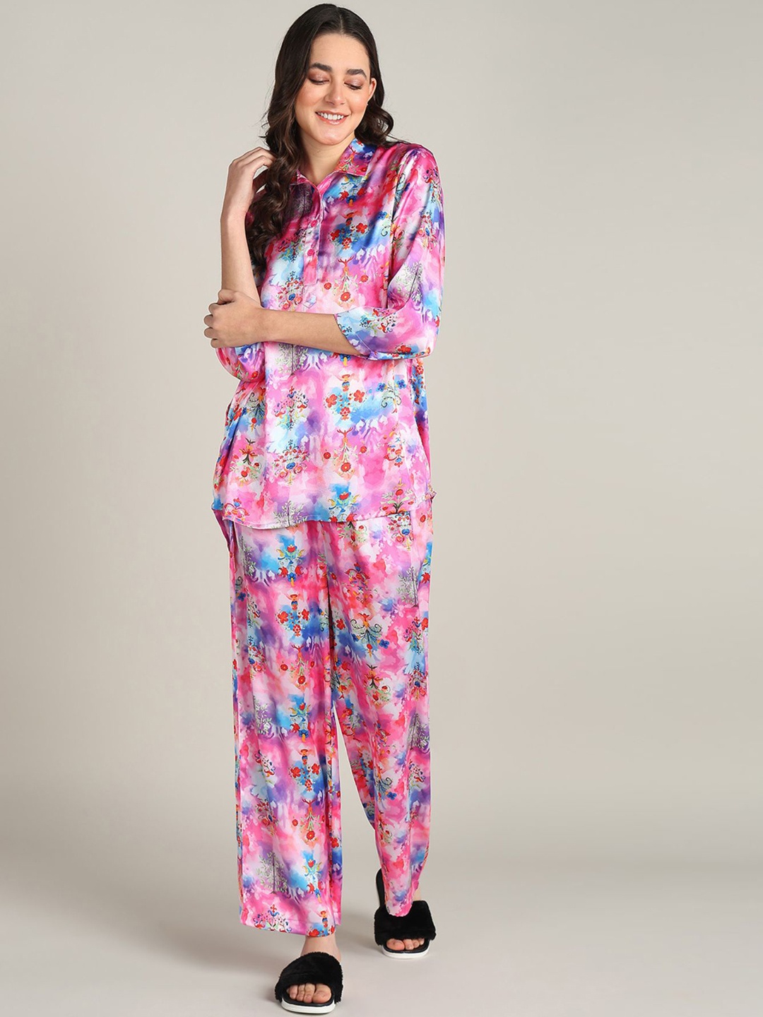 

House Of Zelena Printed Maternity Tunic & Trousers Co-Ords, Pink