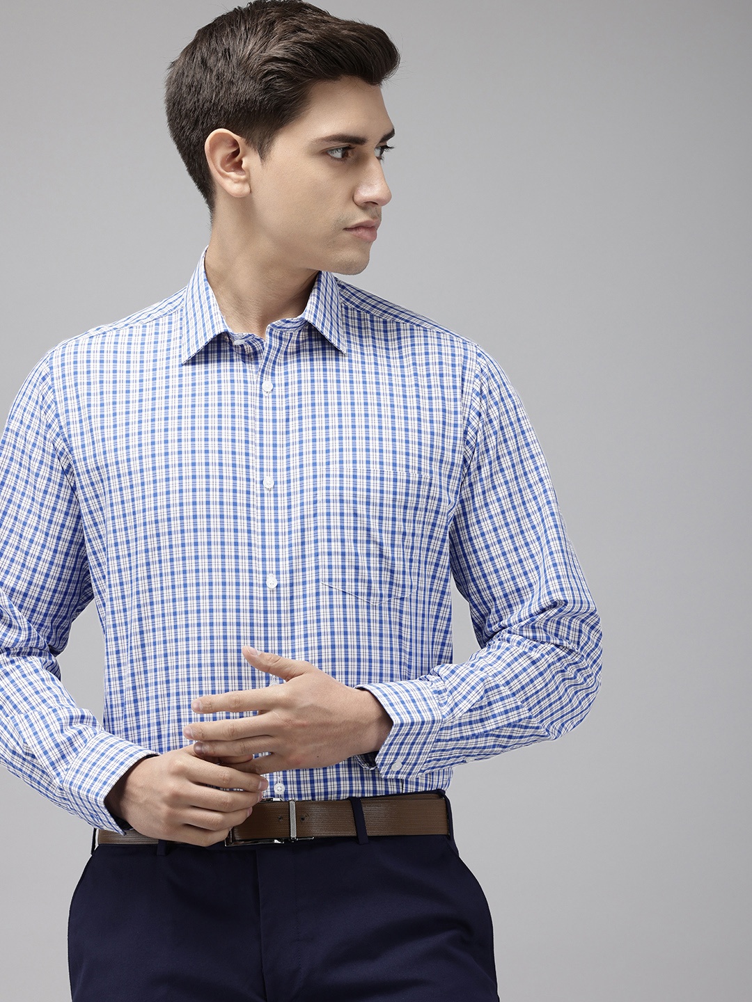 

Van Heusen Custom Fit Checked Formal Shirt, Blue