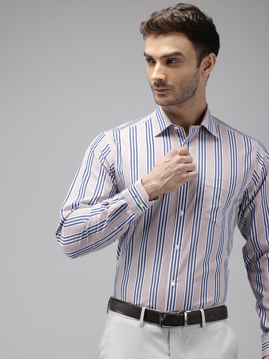 

Van Heusen Pure Cotton Custom Fit Striped Formal Shirt, White