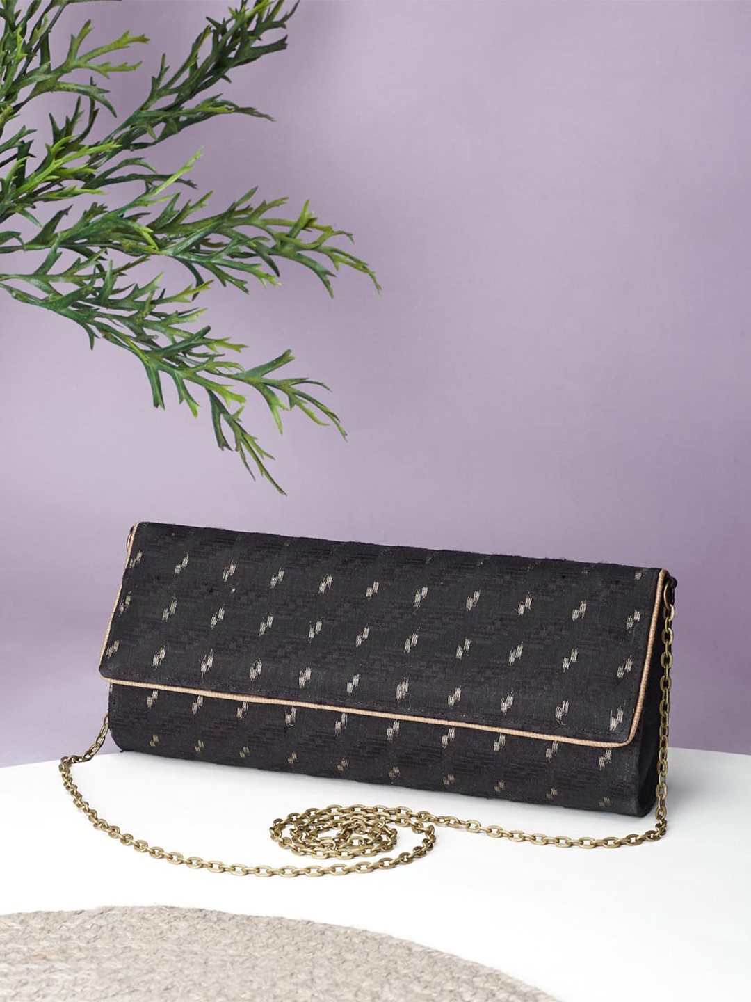 

Fabindia Textured Brocade Purse Clutch, Black