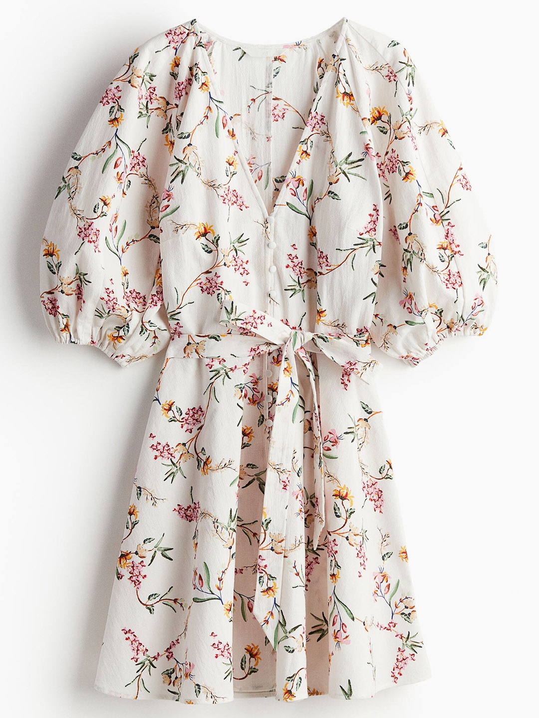 

H&M Women Tie-Belt Cotton Dress, White