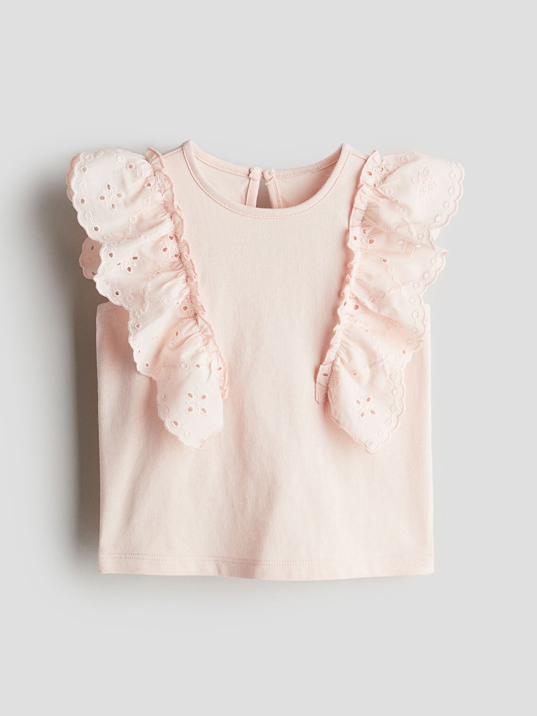 

H&M Girls Frill-trimmed Cotton Top, Pink