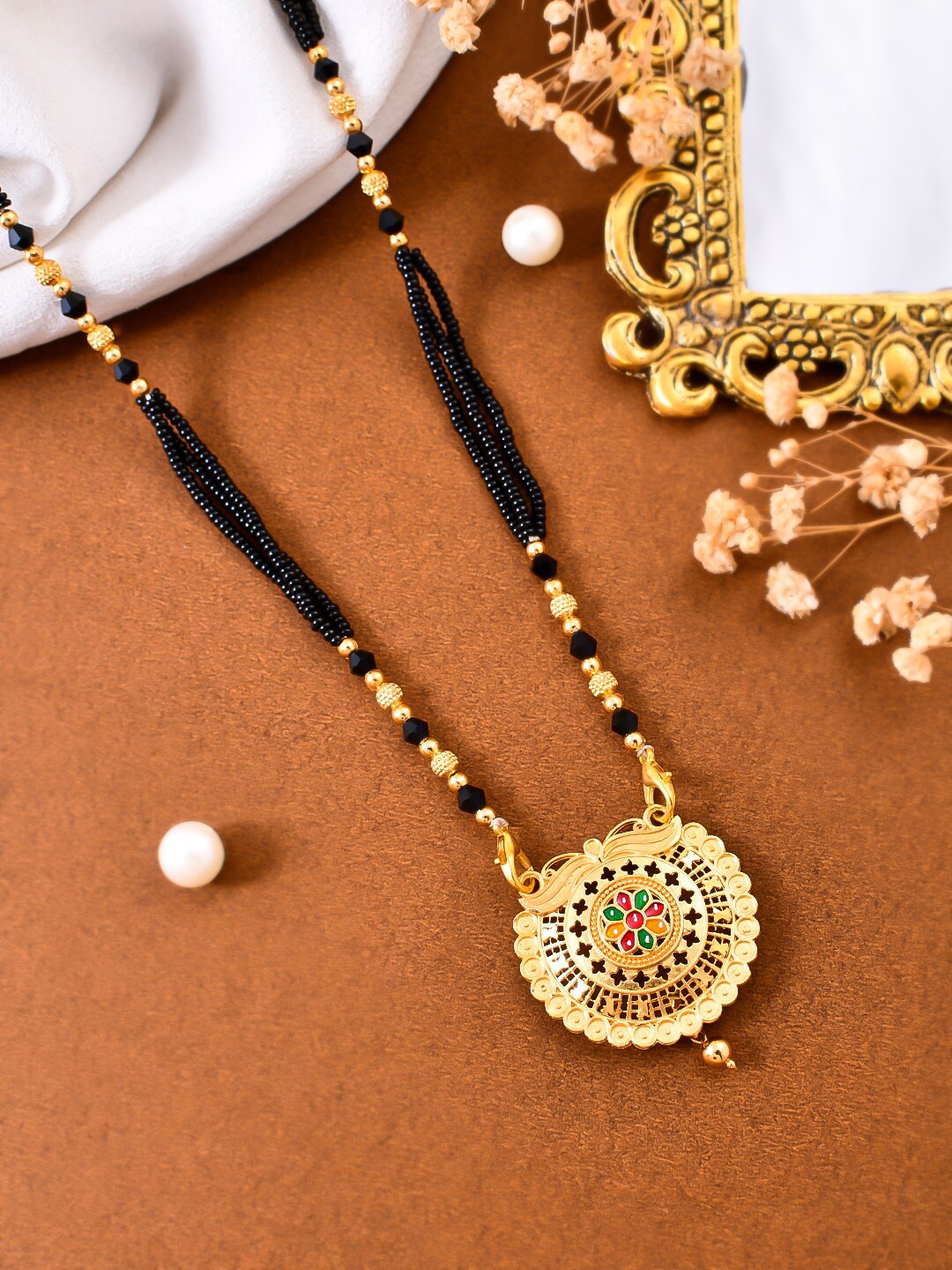 

Silvermerc Designs Gold-Plated Stone-Studded Mangalsutra