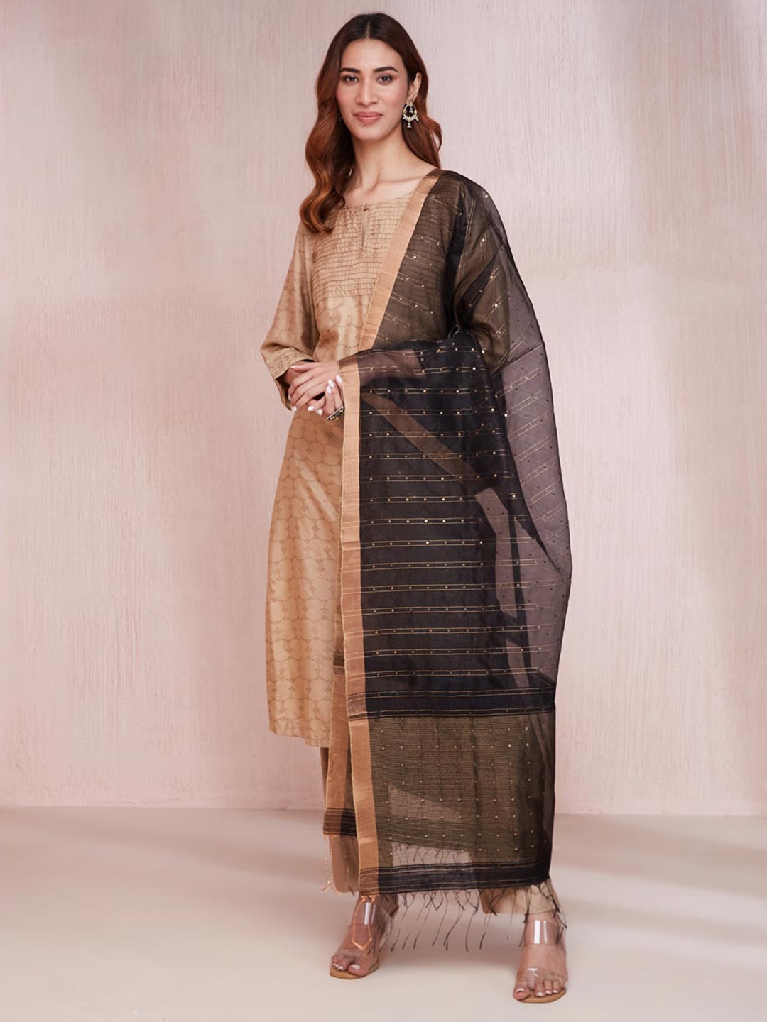 

Fabindia Woven Design Dupatta with Sequinned, Black