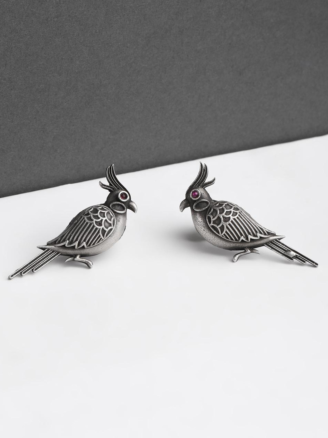 

Fabindia Silver Stone Studded Birds Studs Earrings