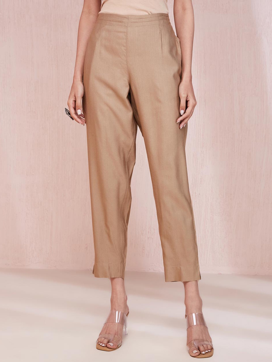 

Fabindia Women Cigarette Trousers, Brown