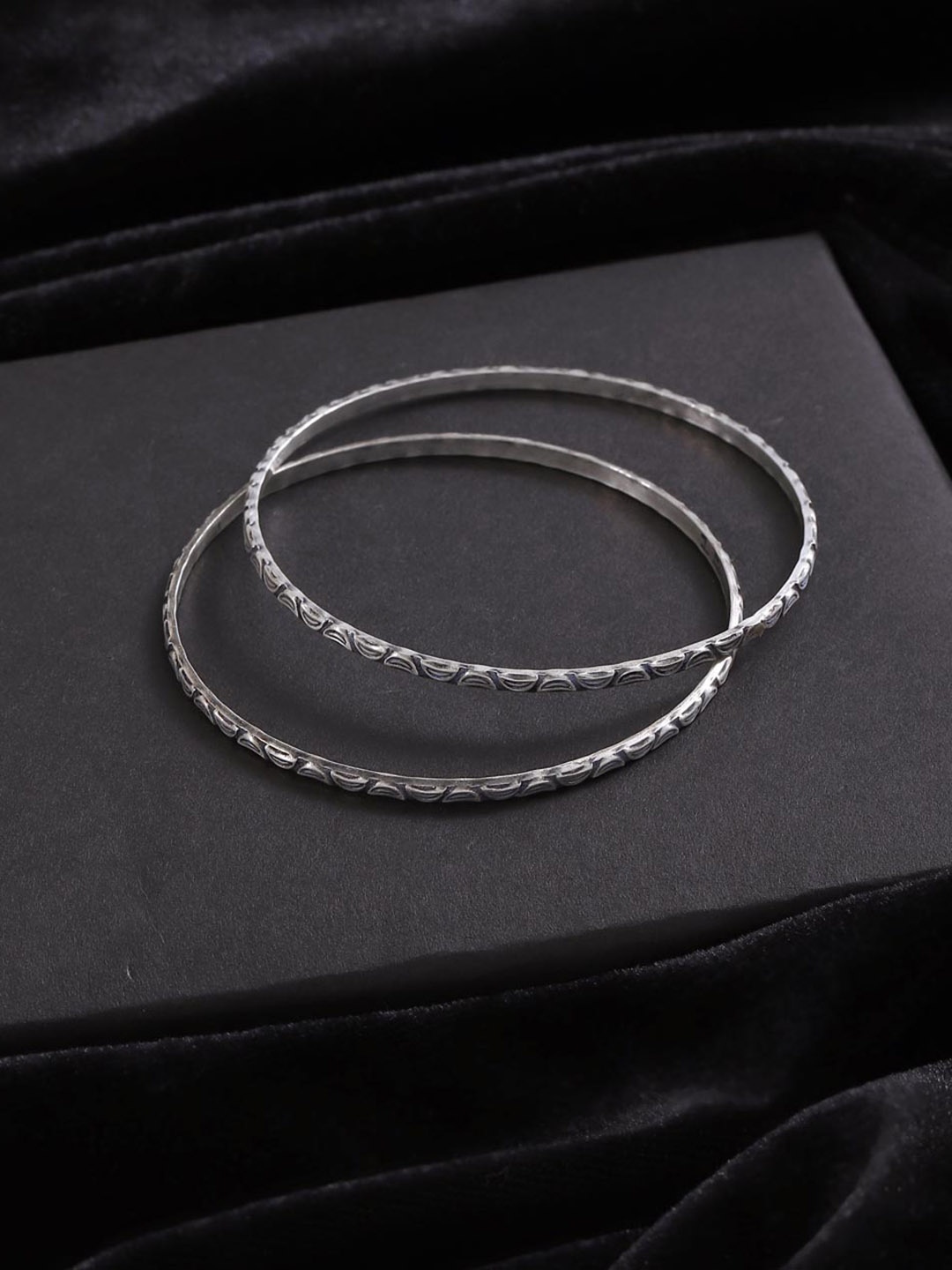 

Fabindia Set Of 2 Textured Bangles, Silver