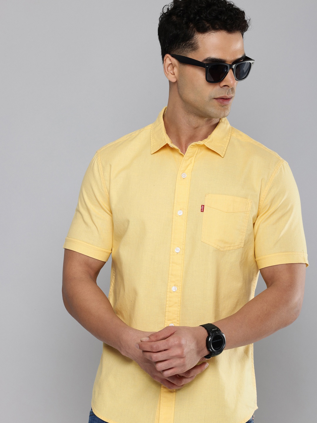 

Levis Pure Cotton Slim Fit Opaque Casual Shirt, Yellow