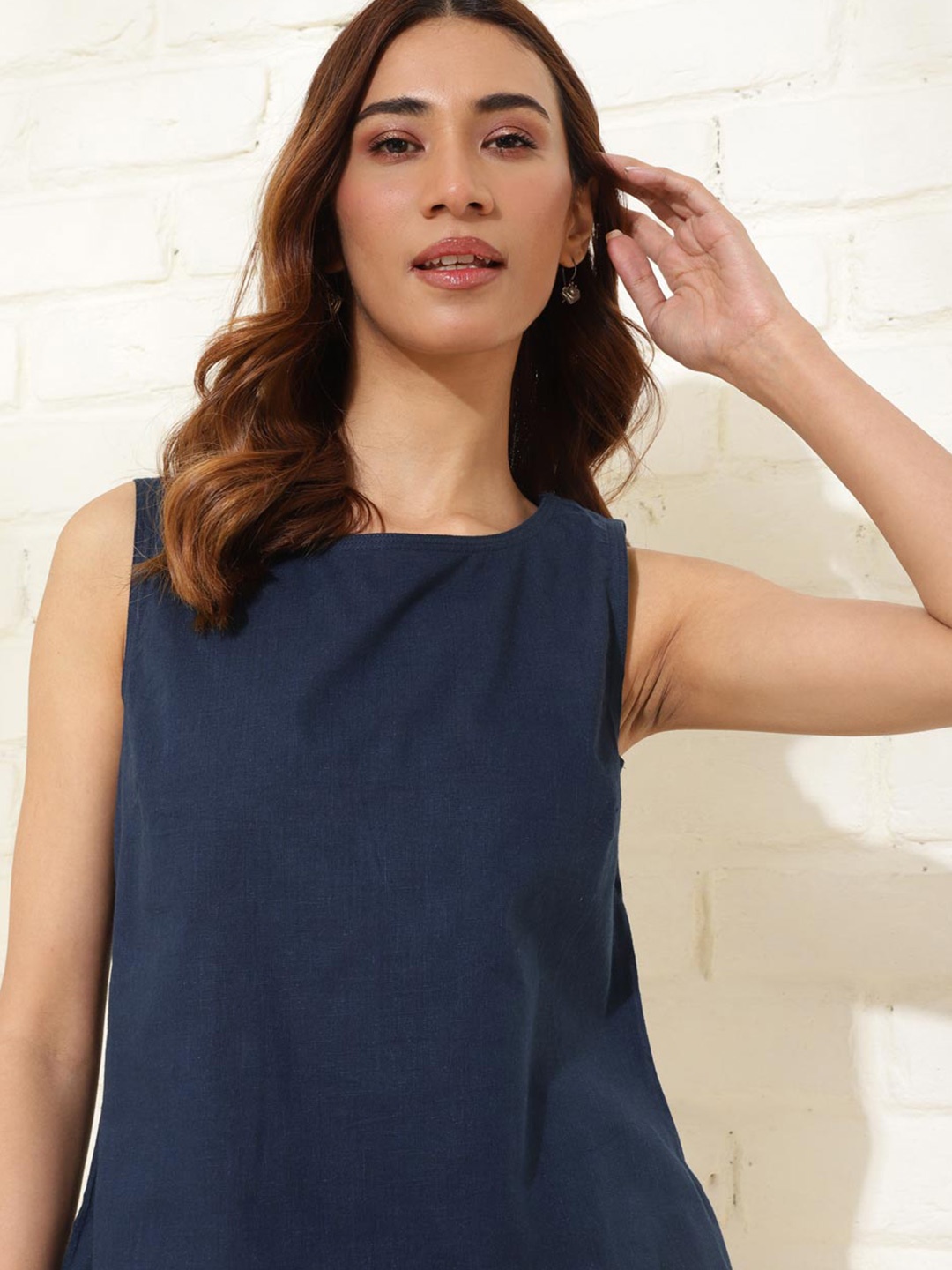 

Fabindia Sleeveless Cotton Top, Blue