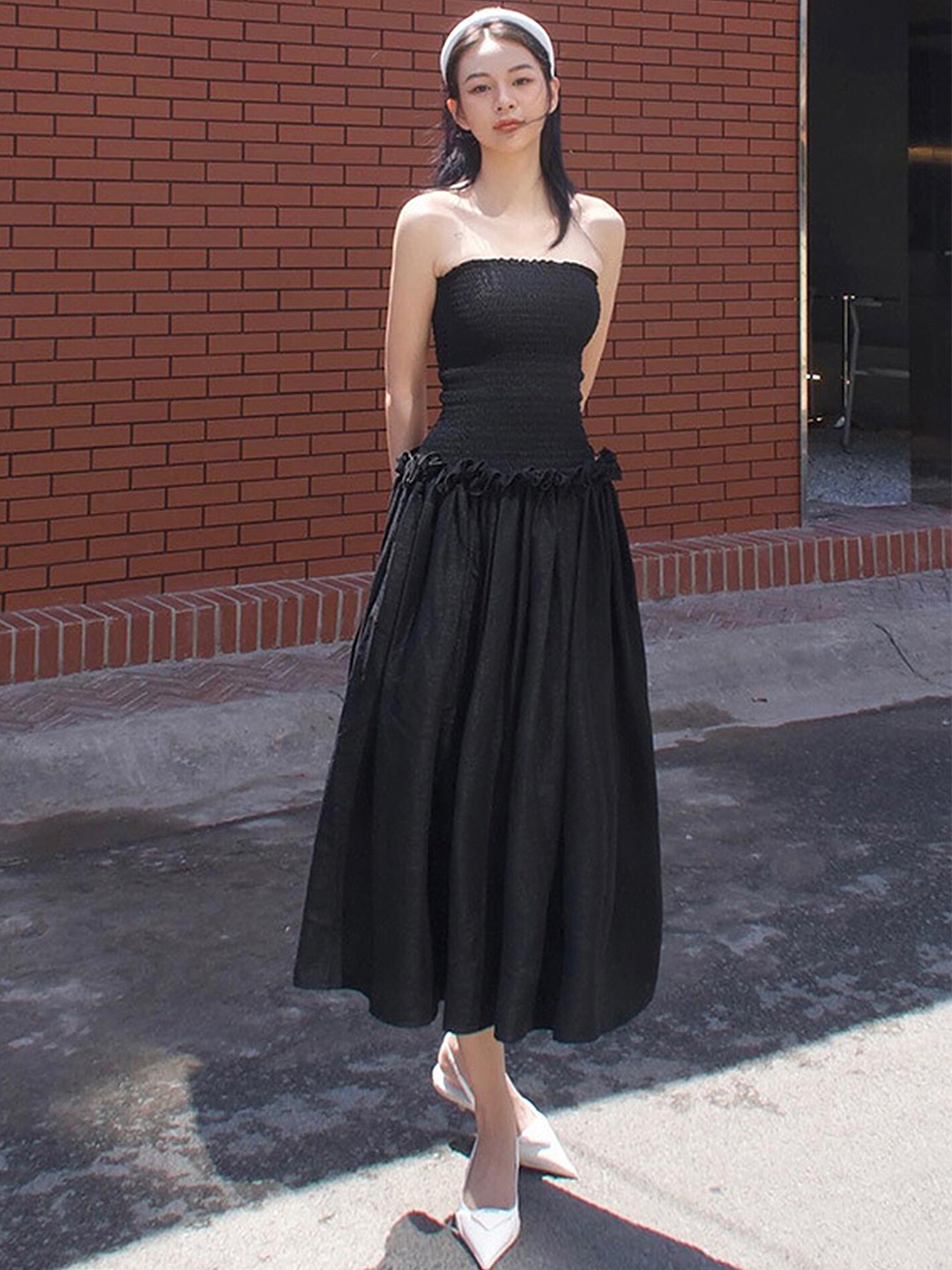 

LULU & SKY Fit & Flare Midi Dress, Black
