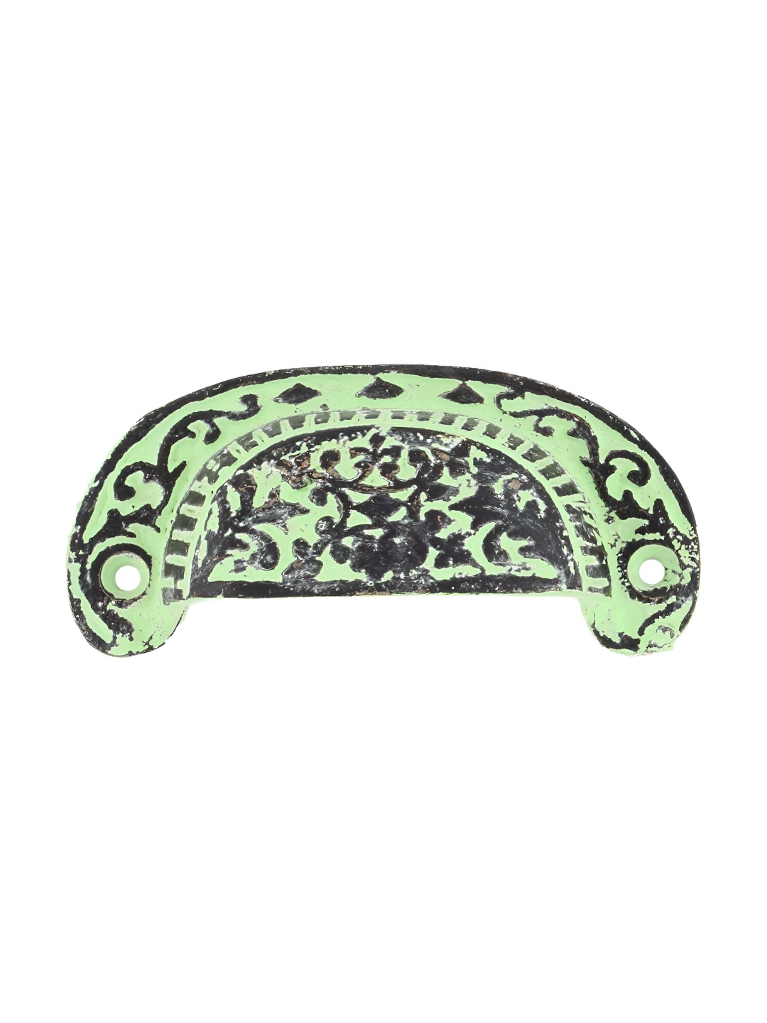 

Indianshelf Lime Green Distressed Floral D Pull Door Handle