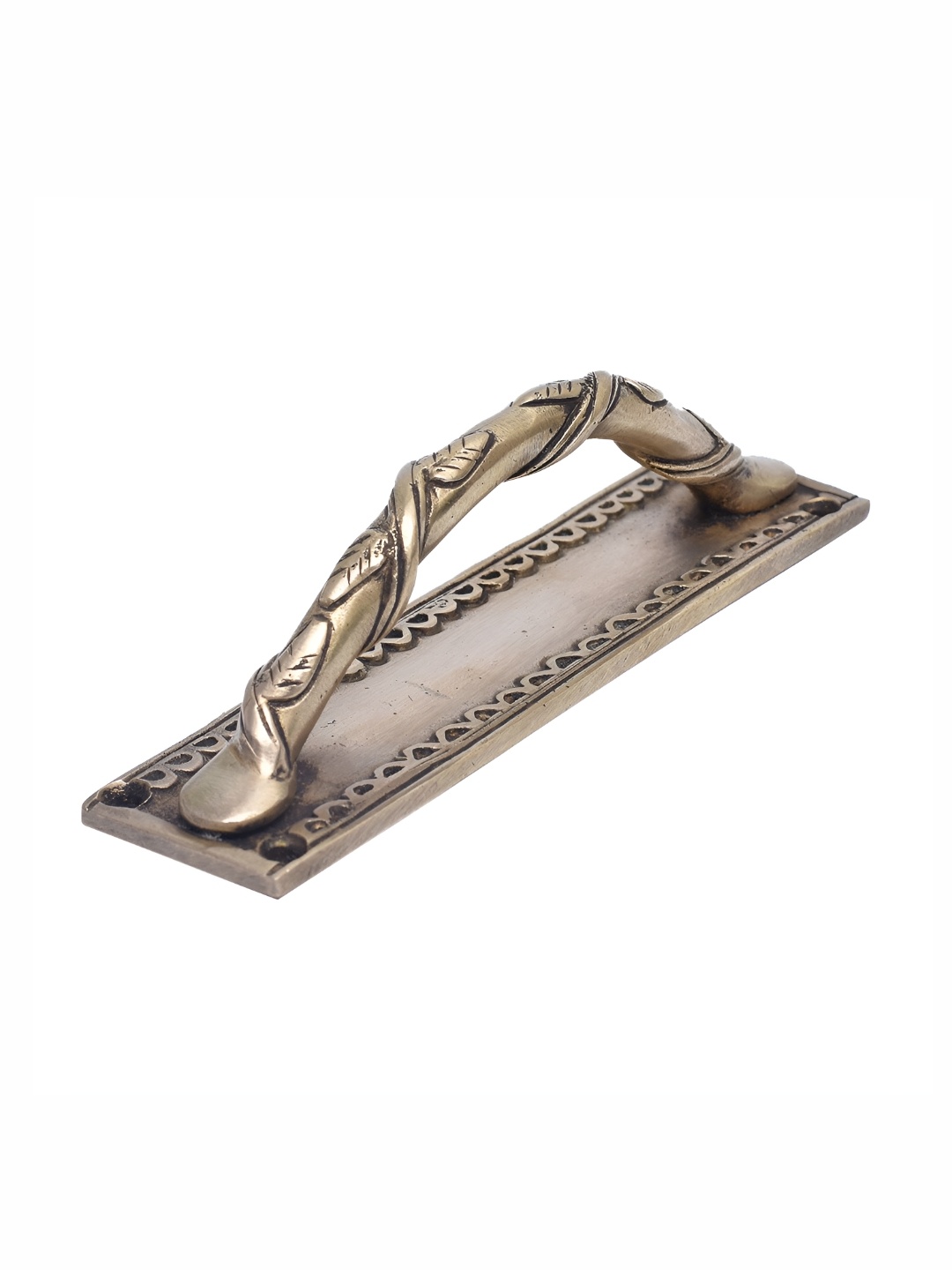 

Indianshelf Beige Brass Climber Plant With Leaf Door Handle