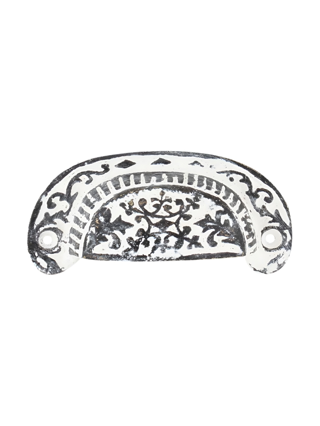 

Indianshelf White & Black Floral Textured D-Shape Iron Door Handle
