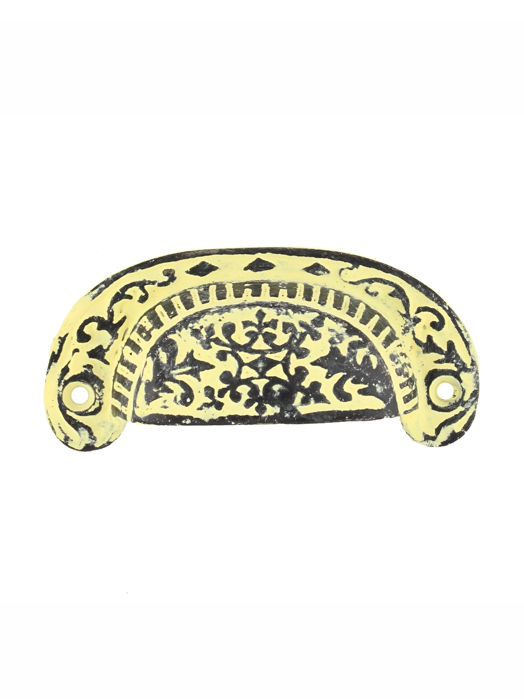 

Indianshelf Yellow & Black Distressed Floral D Pull Door Handle