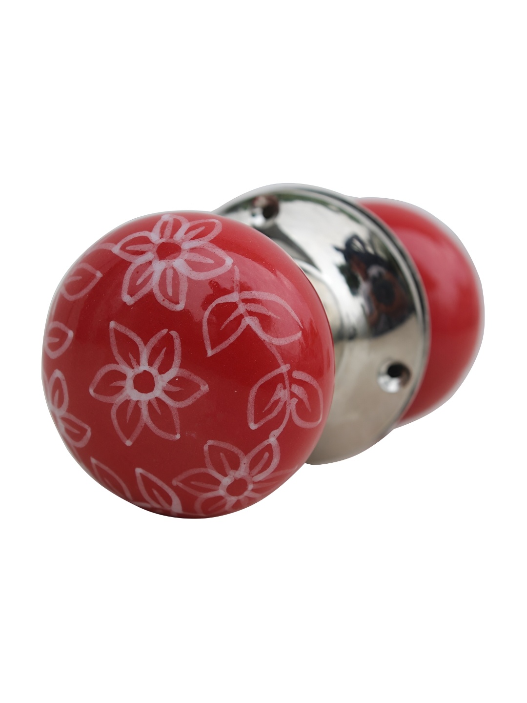 

Indianshelf Pink & White Printed Mortice Door Handle, Red