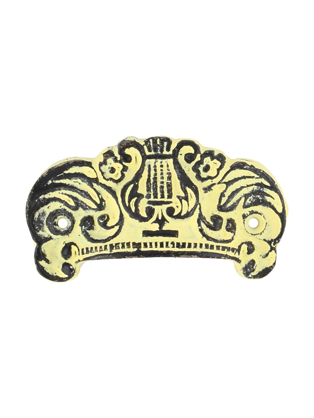 

Indianshelf Yellow & Black Flower Textured D Shape Iron Door Handle