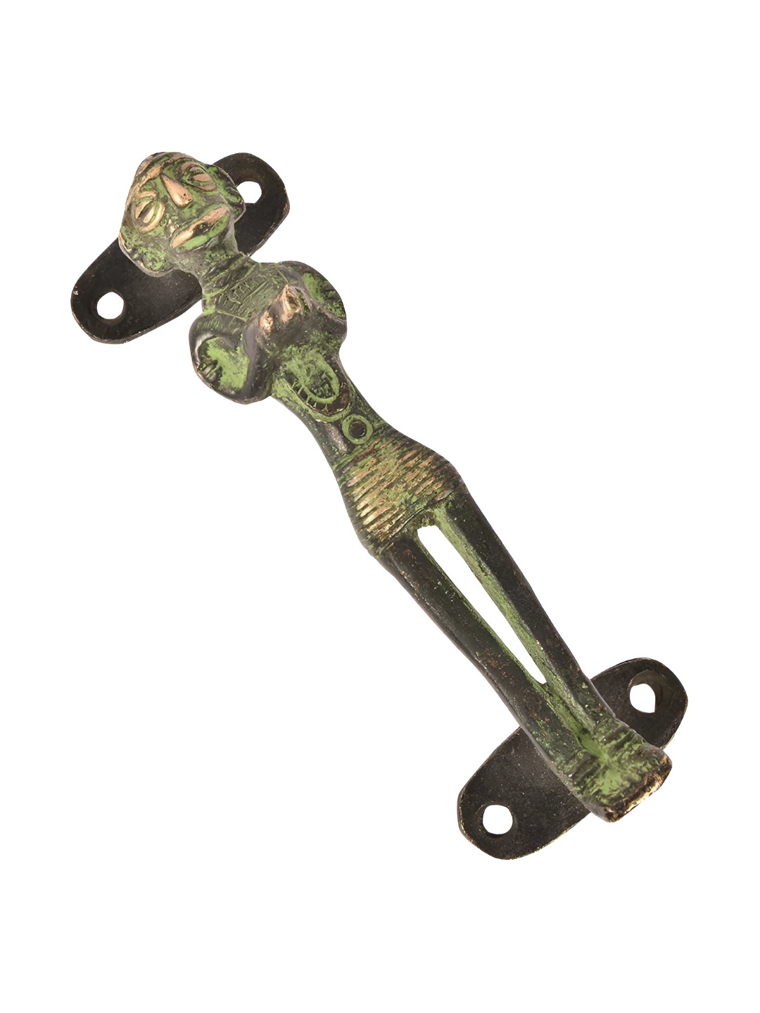 

Indianshelf Gold Toned Tribal Man Door Handle With Patina