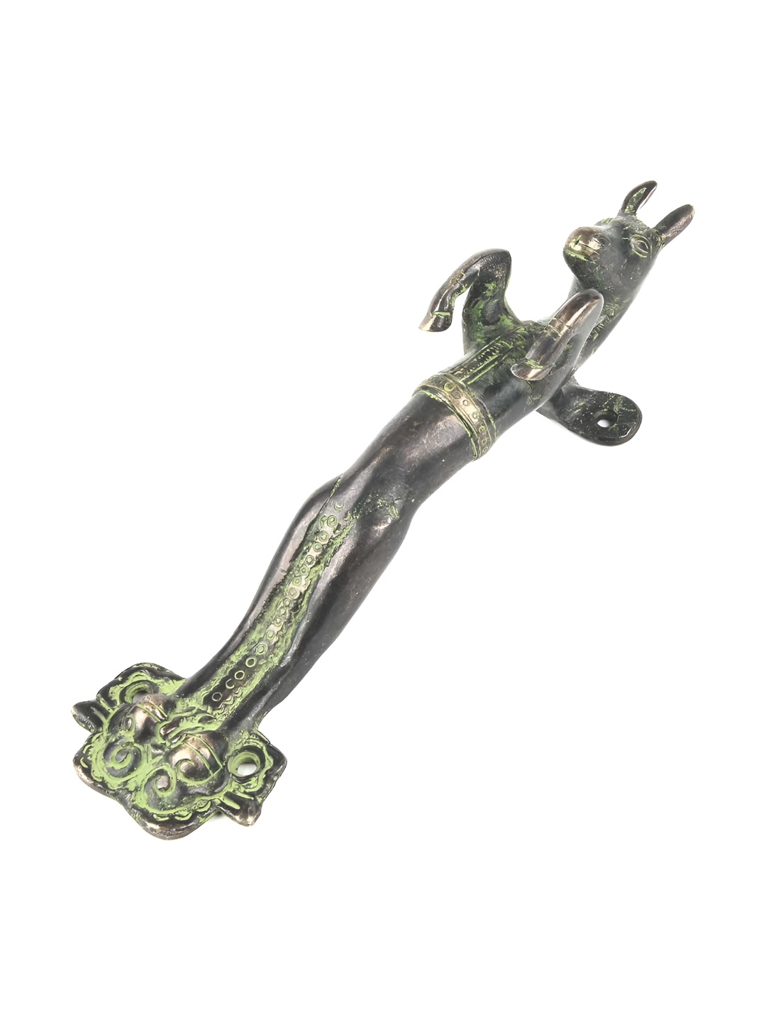 

Indianshelf Gold Toned & Green Horse Textured Brass Door Handle