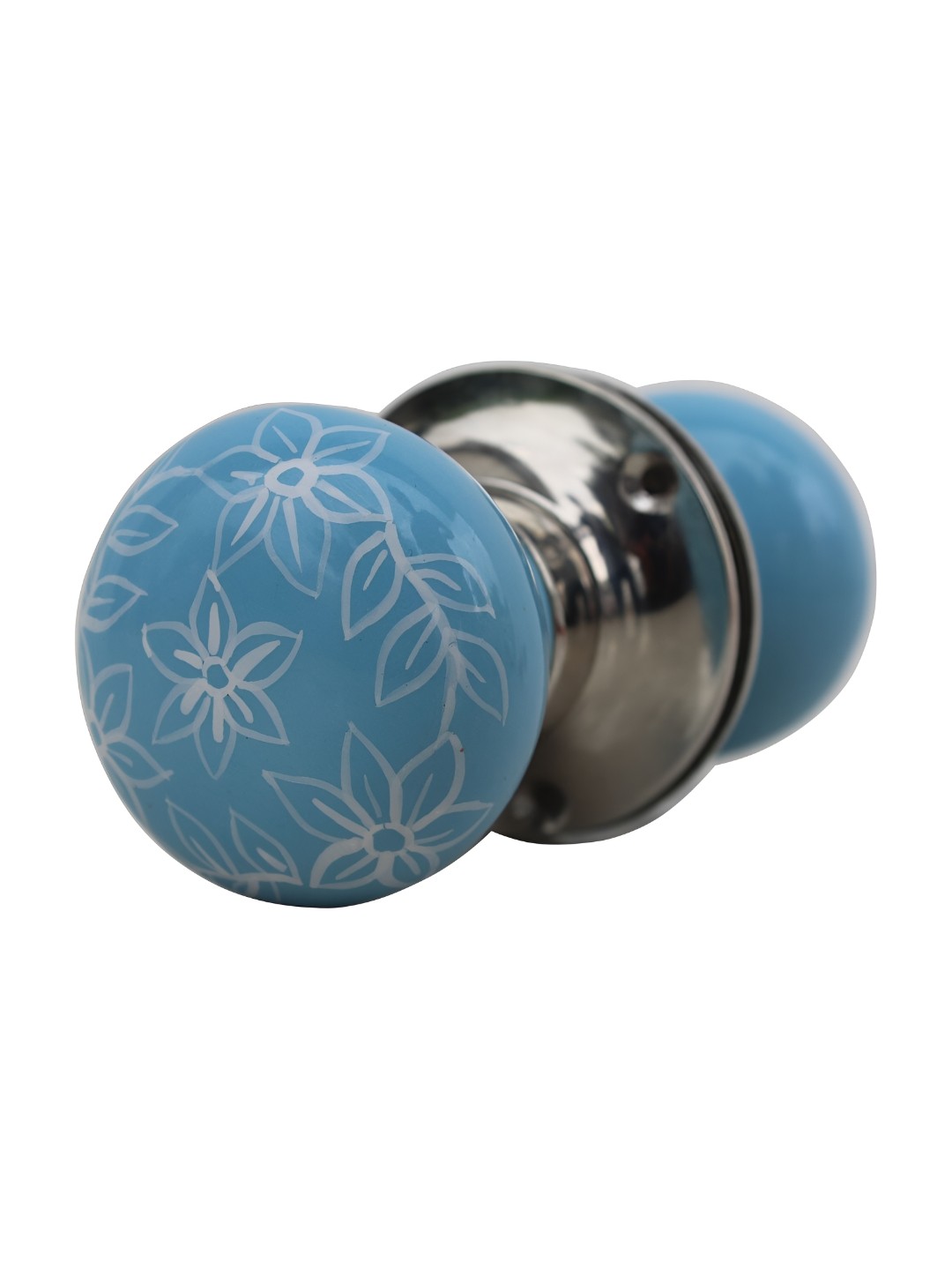 

Indianshelf White & Blue Flower Printed Ceramic knob