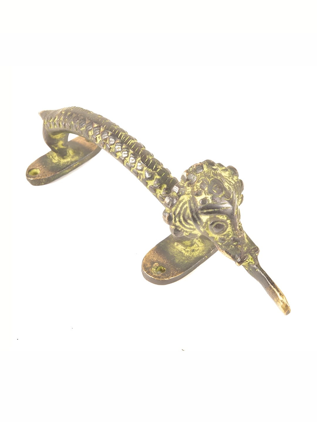 

Indianshelf Beige & Yellow Tribal Elephant Door Handle With Patina