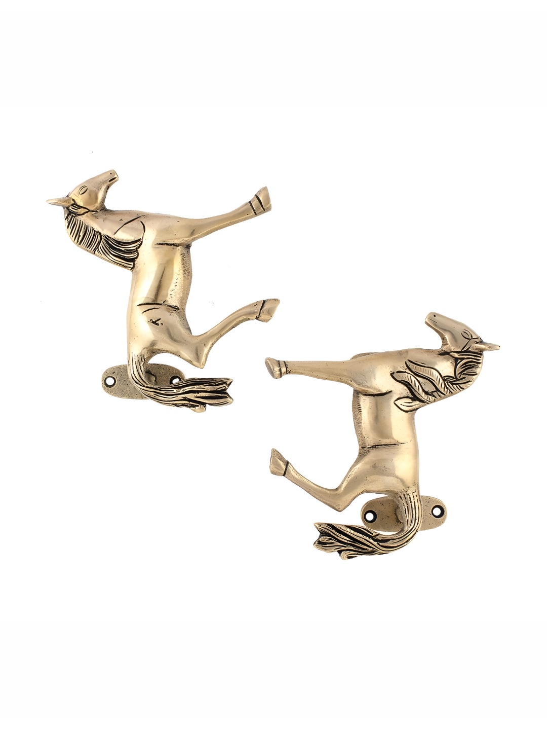 

Indianshelf Beige 2 Pieces Brass Horse Animal Door Handles