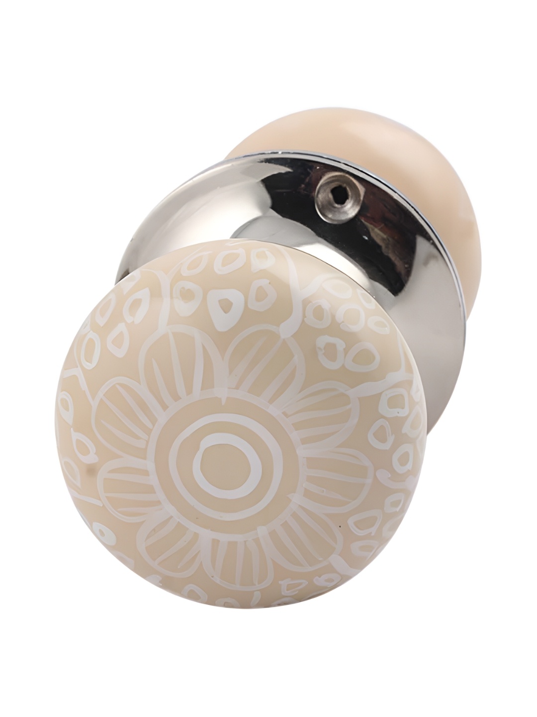 

Indianshelf Peach Coloured & White Flower Printed Door Handle