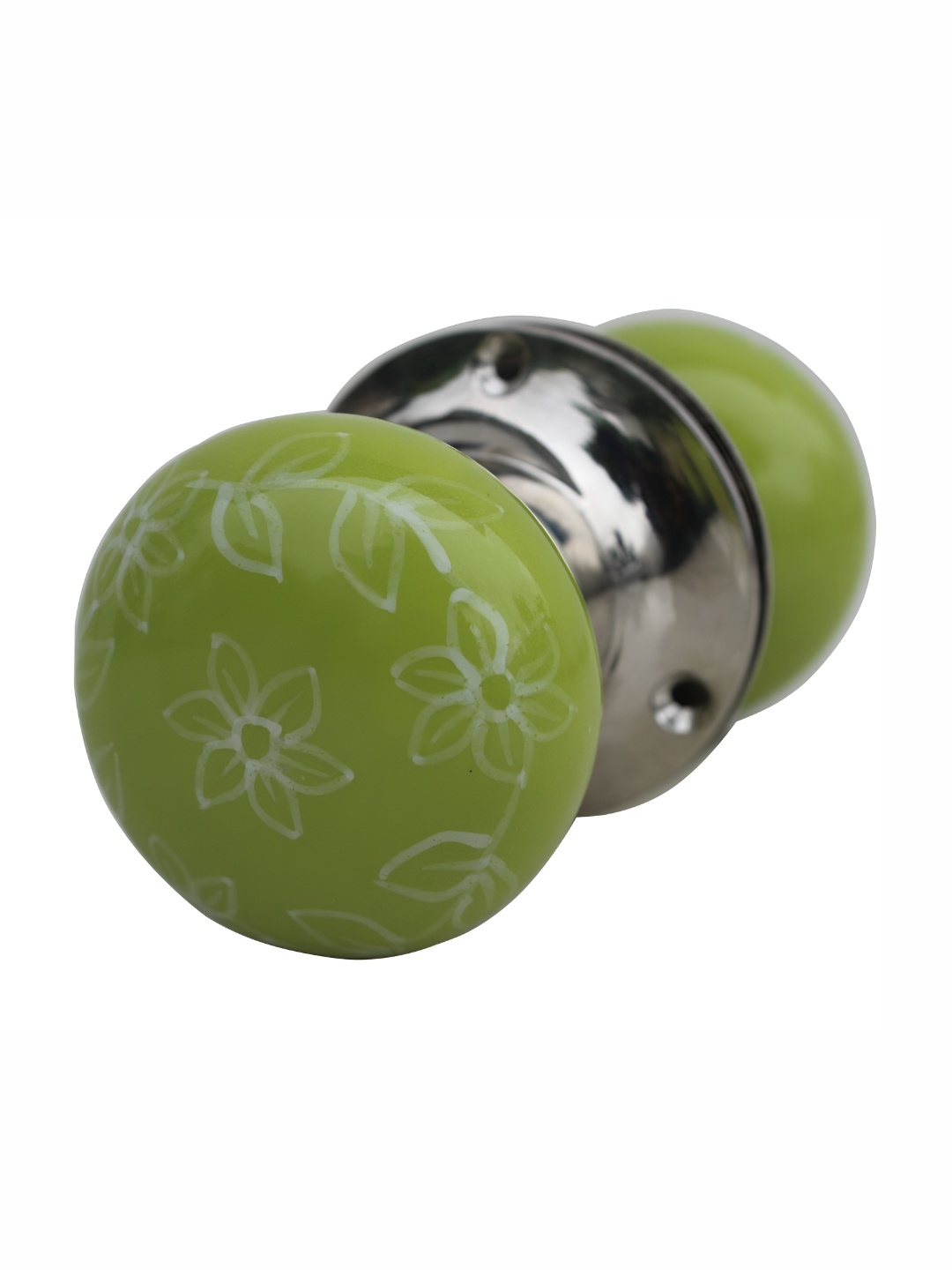 

Indianshelf White & Green Flower Printed Ceramic knob