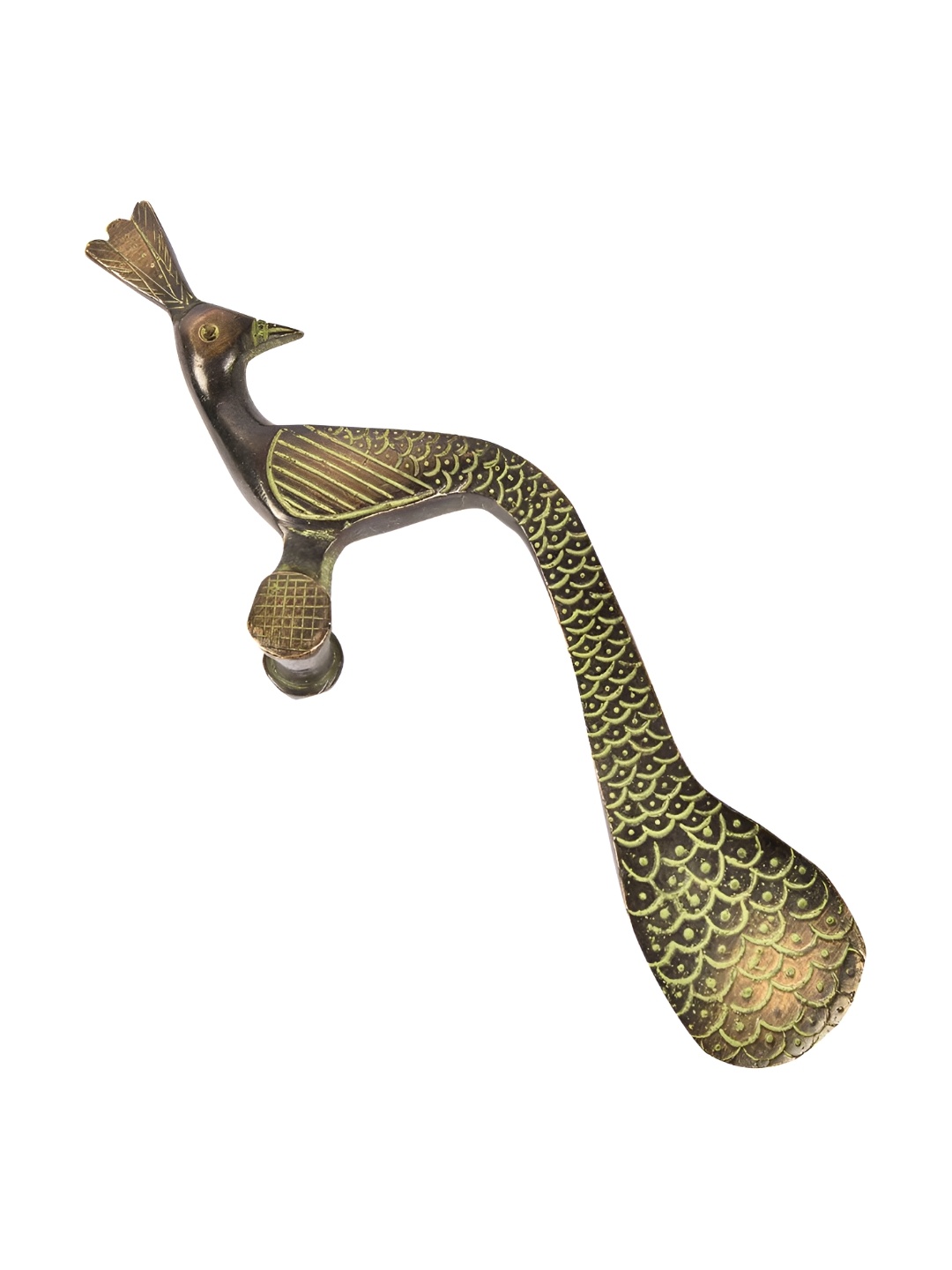 

Indianshelf Beige & Yellow Brass Peacock Door Handle