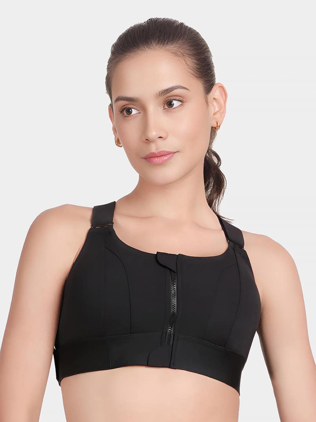 

Munaafi All Day Comfort Workout Bra - Full Coverage Lightly Padded, Black