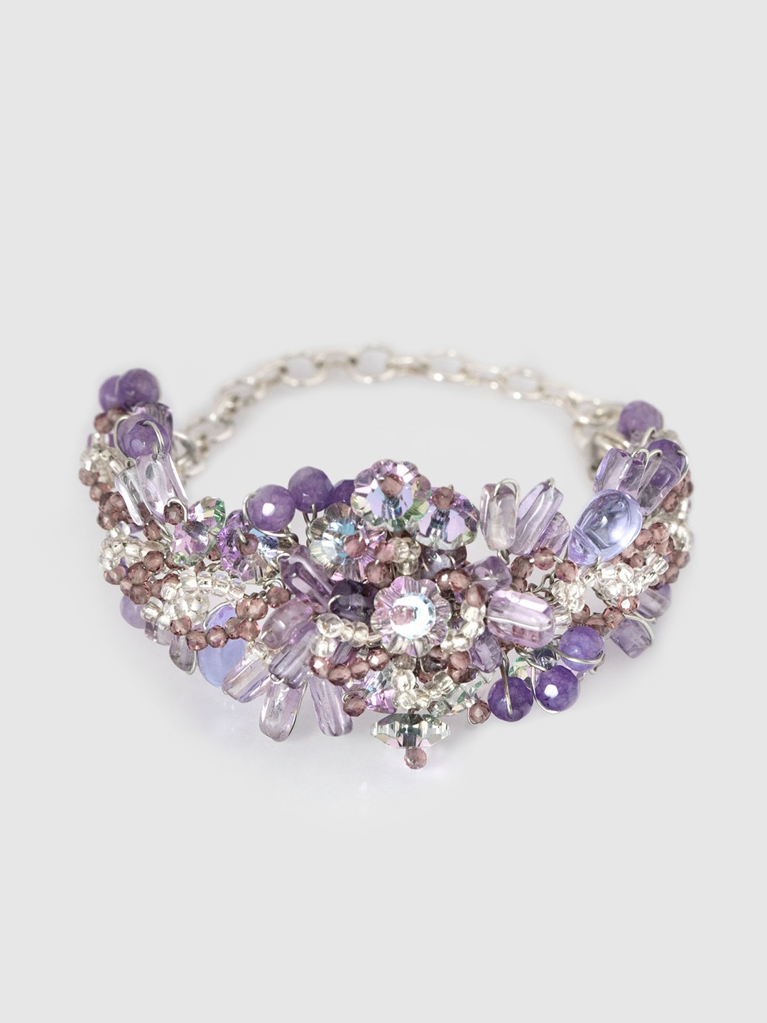 

D'oro Gold-Plated Stone Studded Multistrand Bracelet, Purple