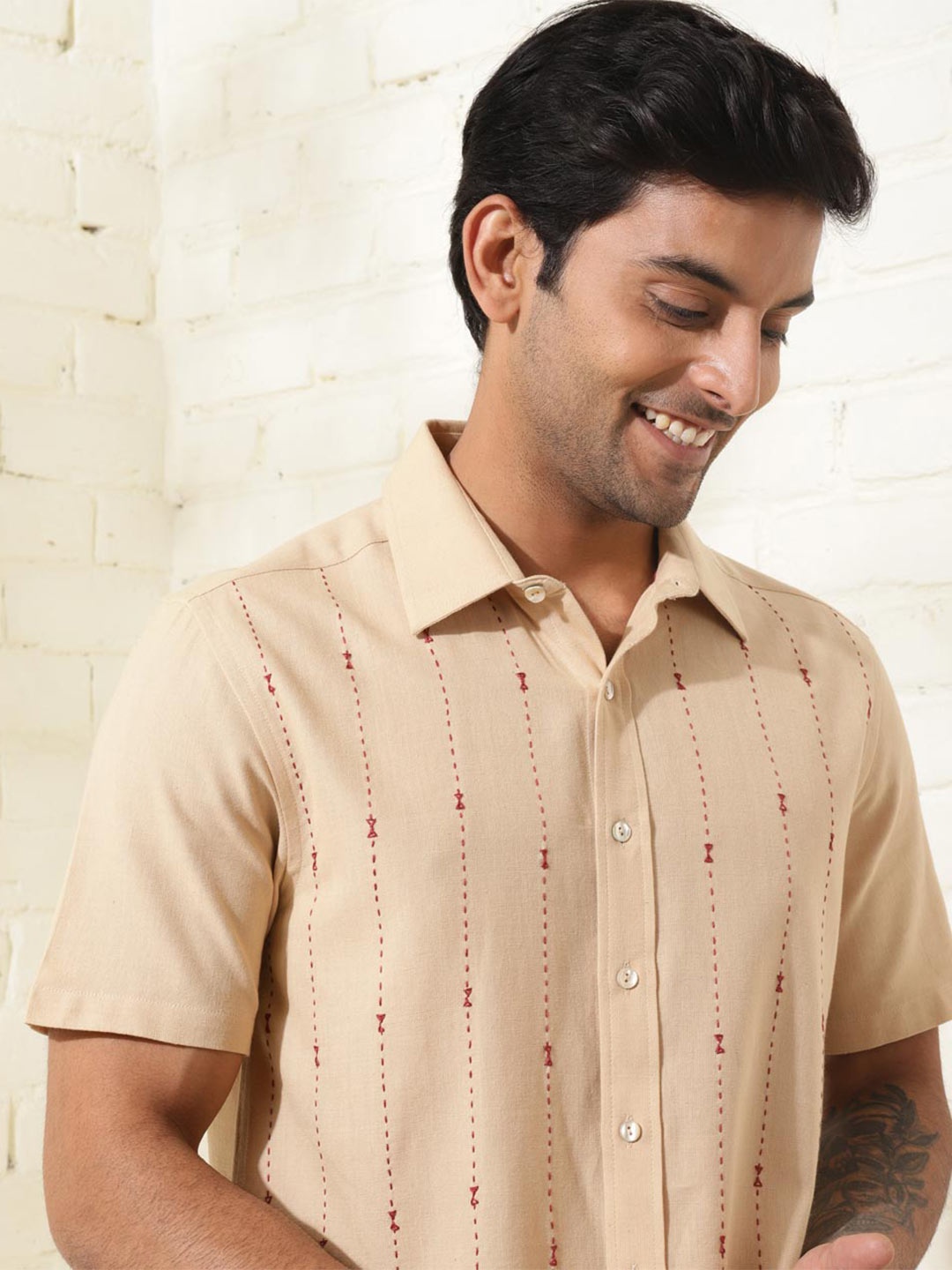 

Fabindia Spread Collar Cotton Casual Shirt, Off white