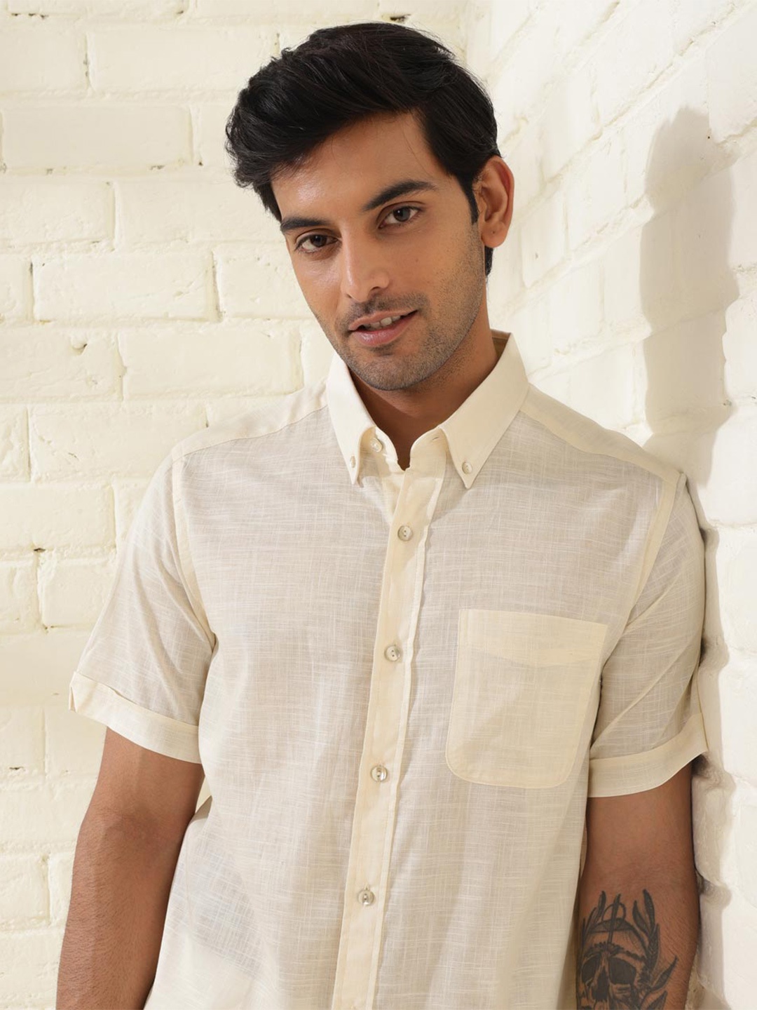 

Fabindia Opaque Cotton Casual Shirt, Off white
