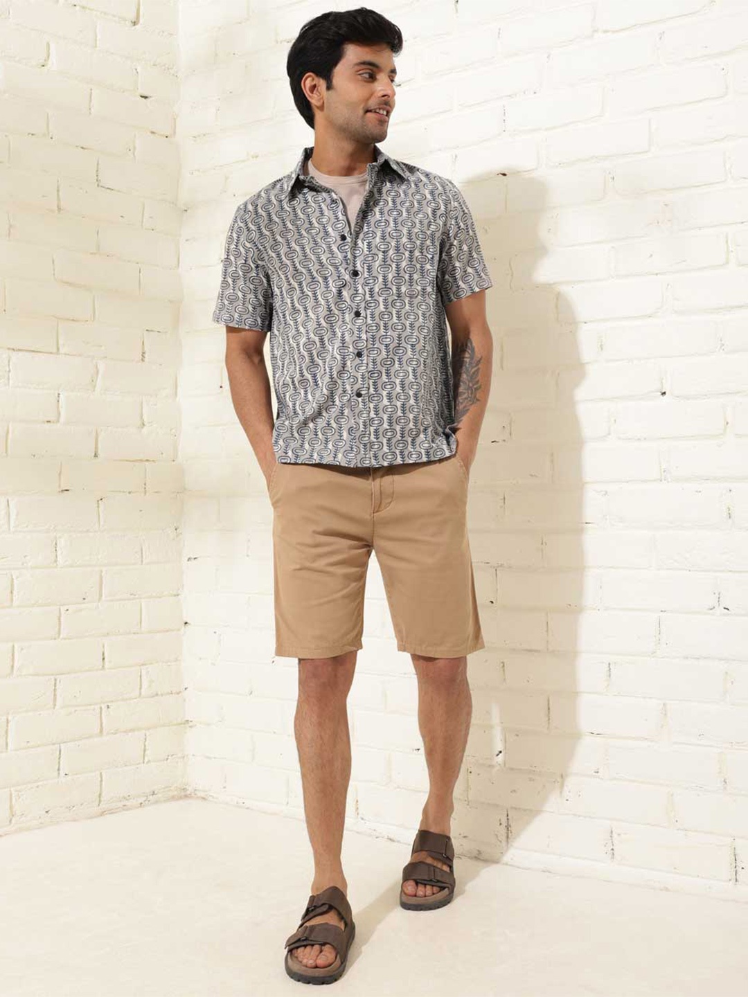 

Fabindia Printed Cotton Casual Shirt, Grey