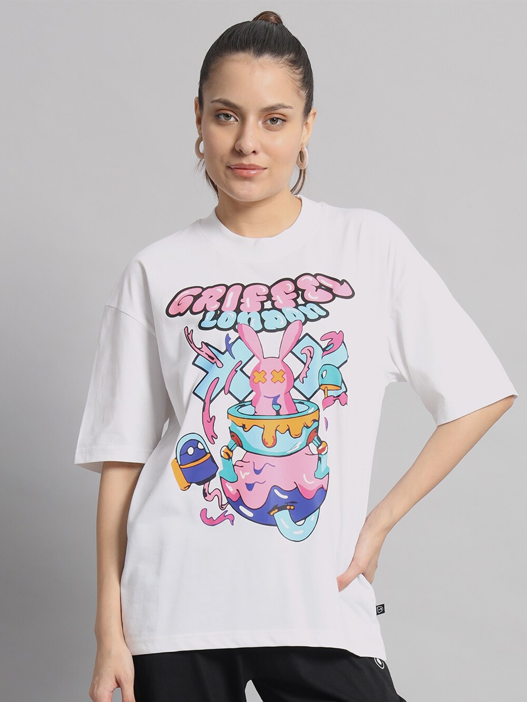 

GRIFFEL Graphic Printed Cotton Oversized T-shirt, White