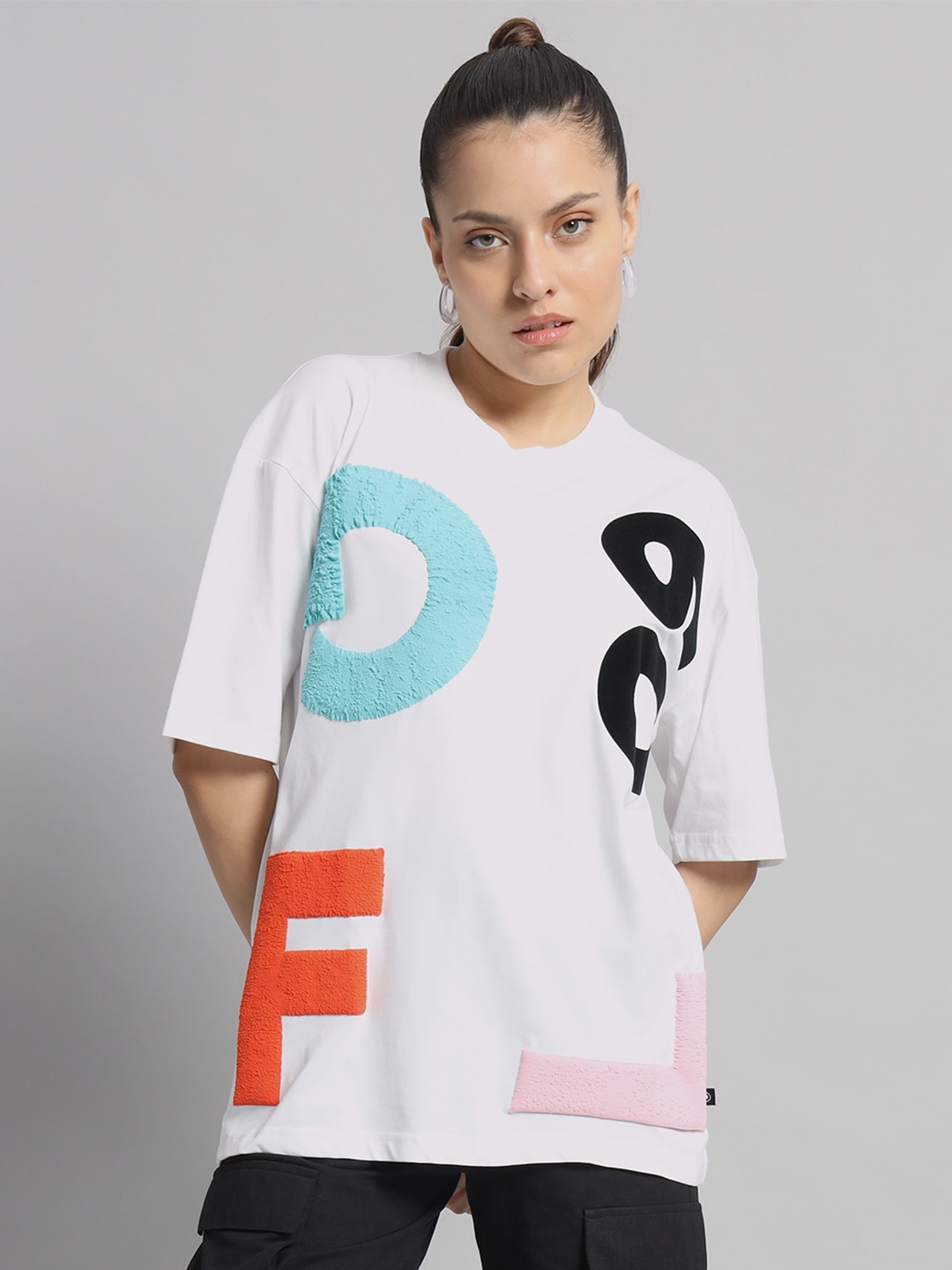 

GRIFFEL Typography Printed Cotton Oversized T-shirt, White