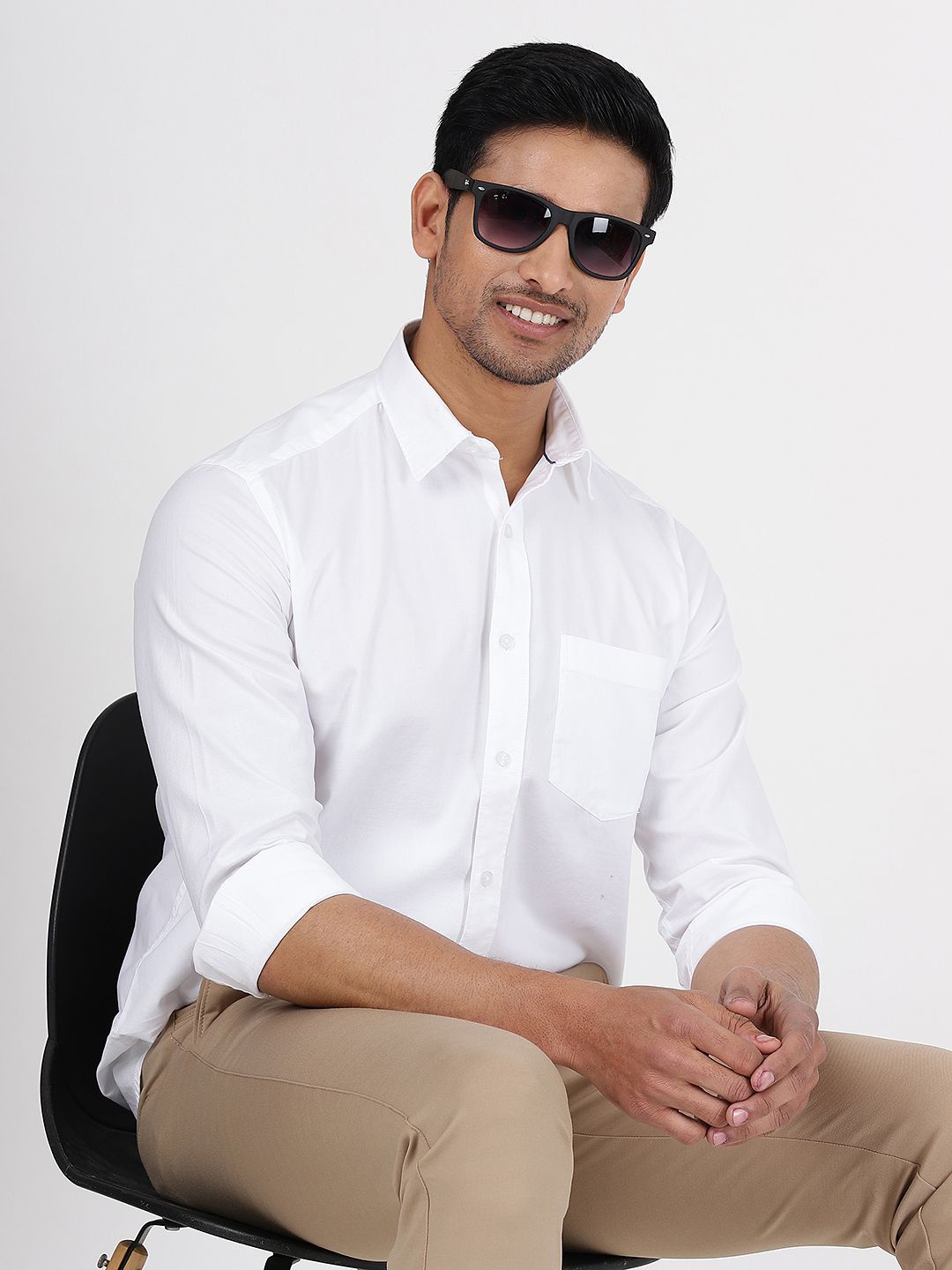 

Greenfibre Cutaway Collar Cotton Casual Shirt, White