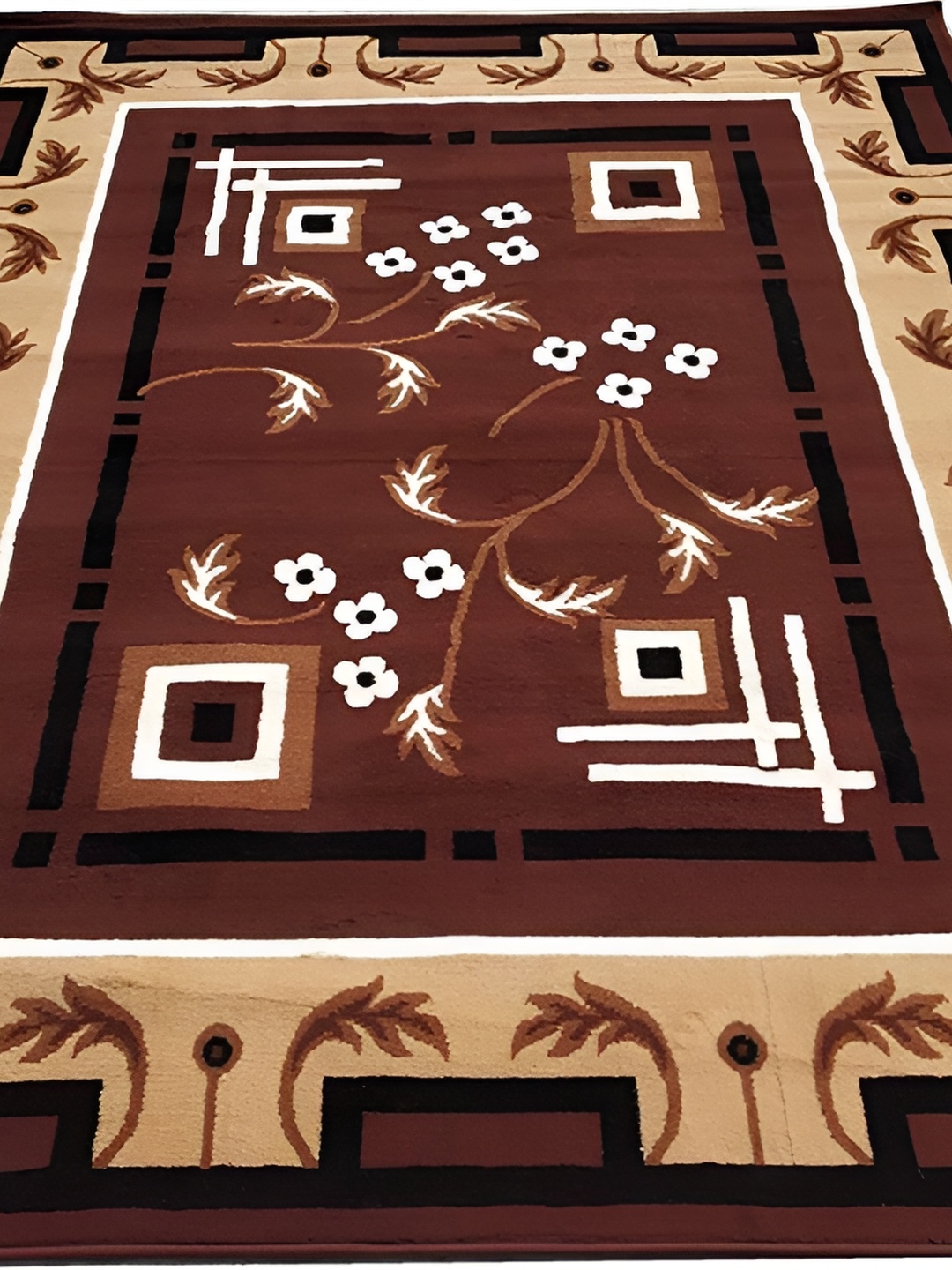 

SANA CARPET Brown Geometric Printed Anti-Skid Carpet