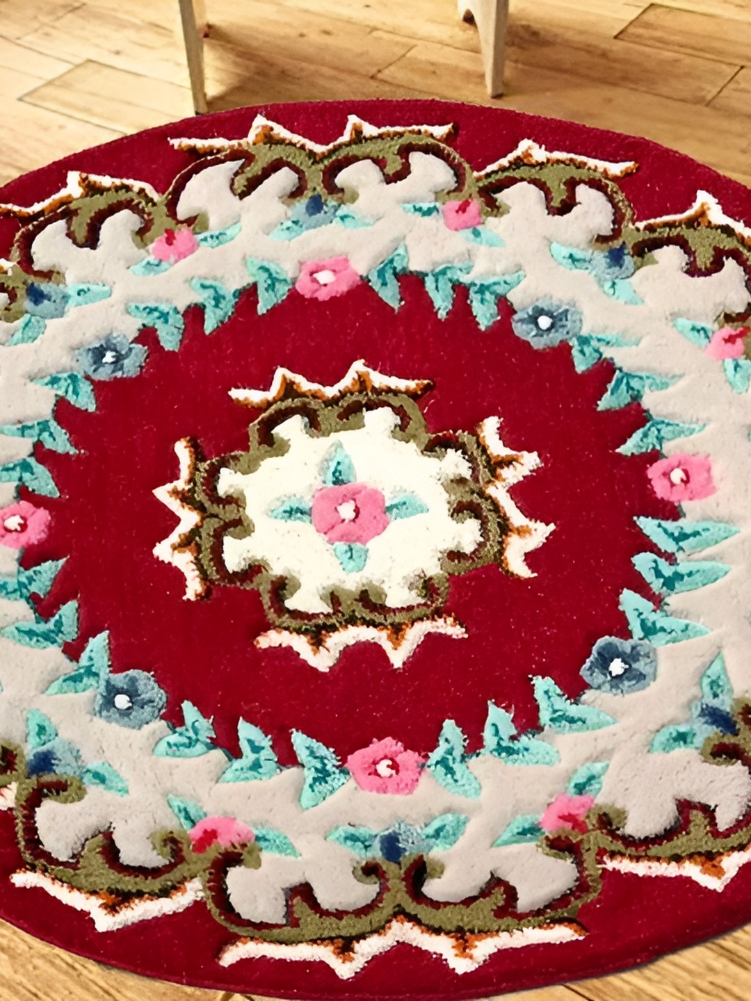 

SANA CARPET Red & White Floral Printed Anti-Skid Carpet